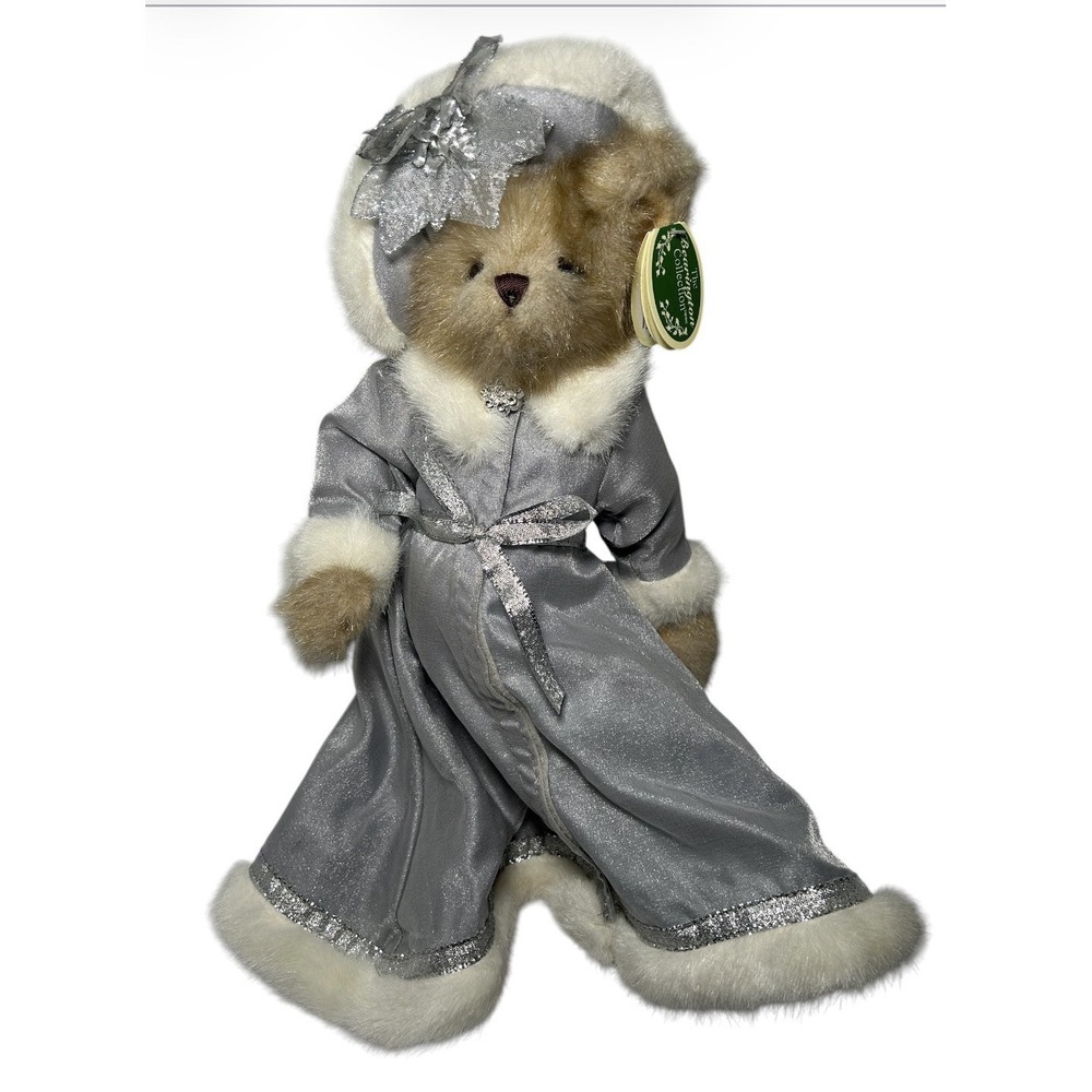 Bearington Bear Christmas Collection 14" Cecilia 1102‎ Silver Coat Fur Trim